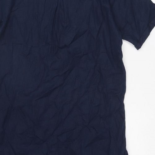 Marks and Spencer Womens Blue Linen A-Line Size 10 V-Neck Pullover