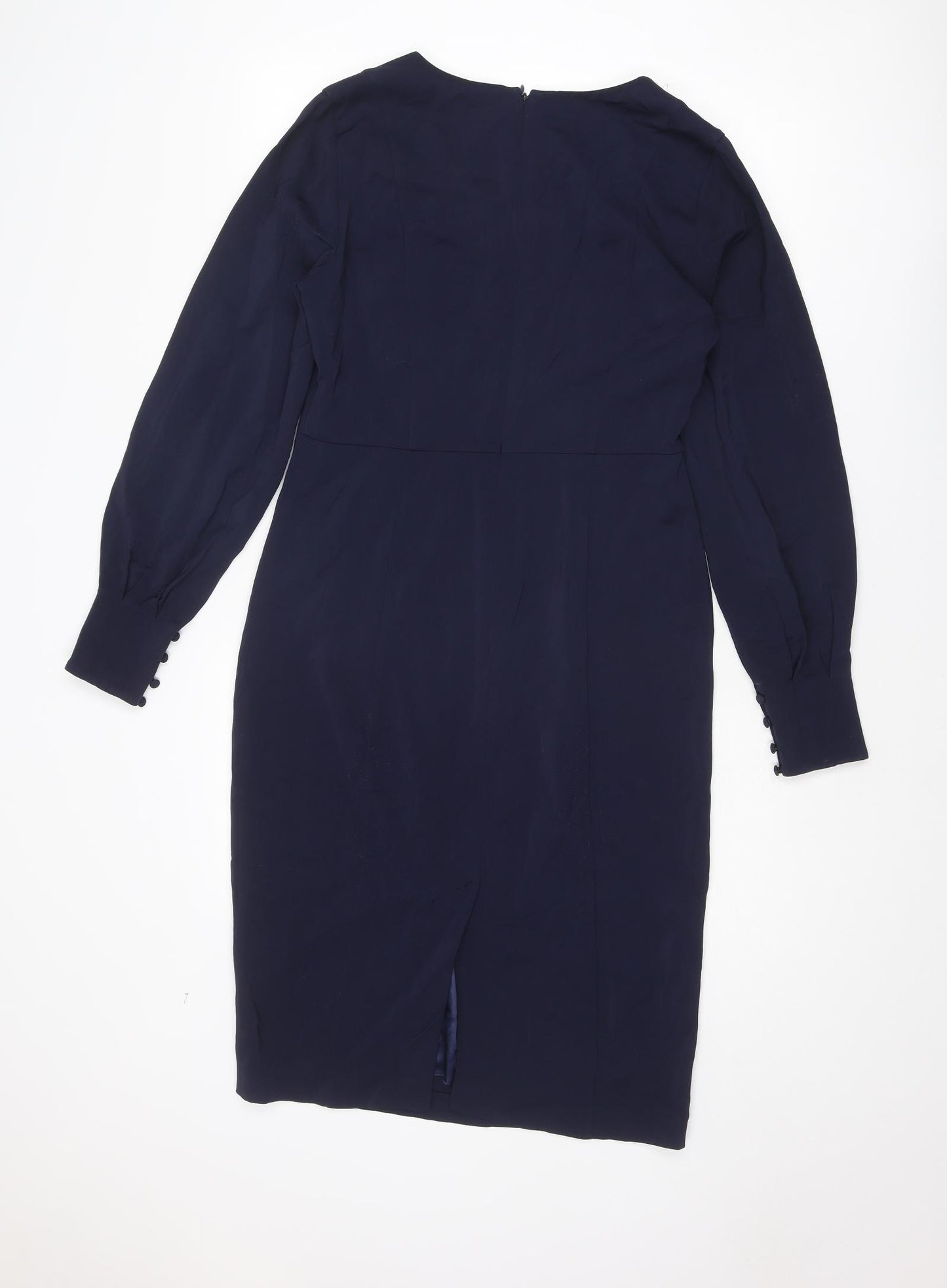 Boden Womens Blue Viscose Sheath Size 10 V-Neck Zip