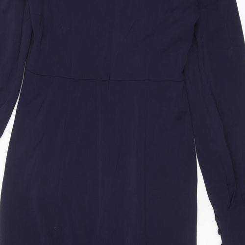 Boden Womens Blue Viscose Sheath Size 10 V-Neck Zip