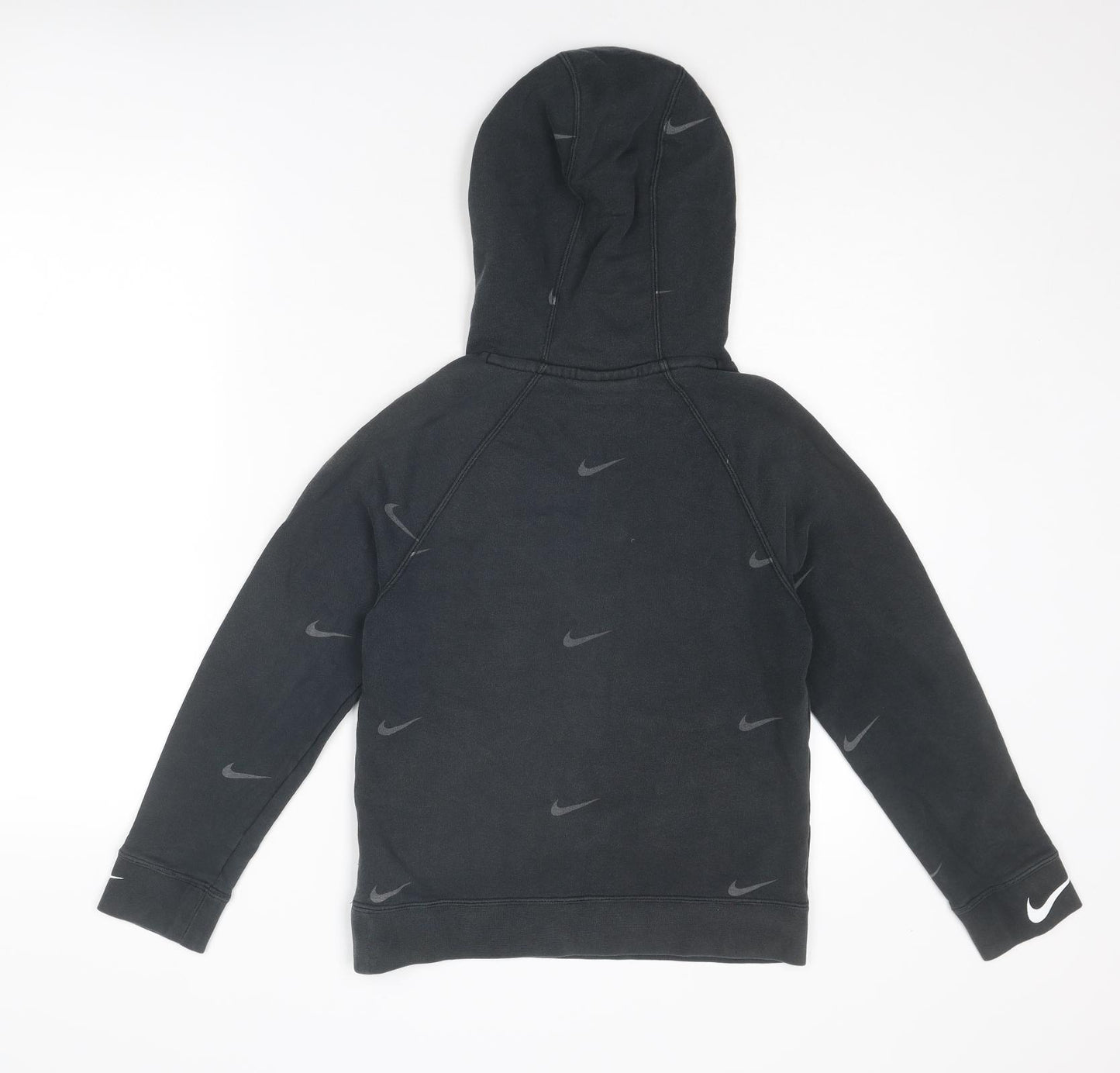 Nike Boys Black Geometric Cotton Pullover Hoodie Size M Pullover