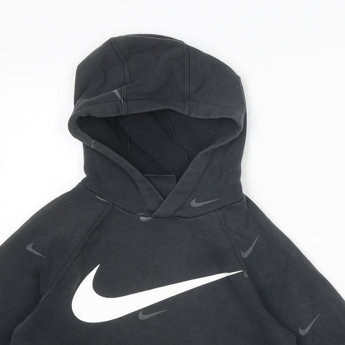 Nike Boys Black Geometric Cotton Pullover Hoodie Size M Pullover