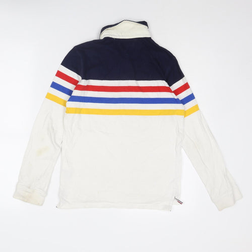 Tommy Hilfiger Boys Multicoloured Striped Cotton Pullover Polo Size 13-14 Years Collared Button