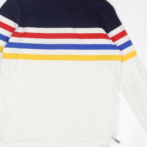 Tommy Hilfiger Boys Multicoloured Striped Cotton Pullover Polo Size 13-14 Years Collared Button