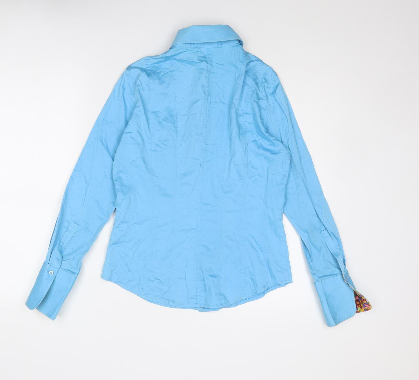 Thomas Pink Womens Blue Cotton Basic Button-Up Size 12 Collared