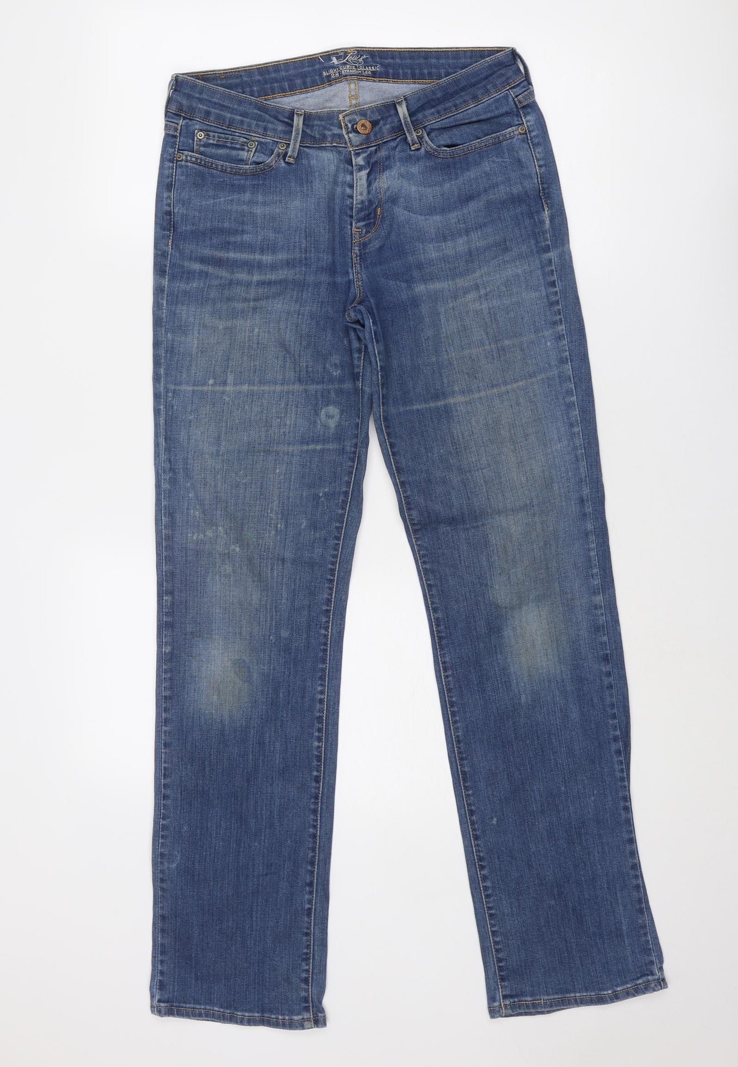 Levi's Womens Blue Cotton Straight Jeans Size 28 in L30 in Regular Zip