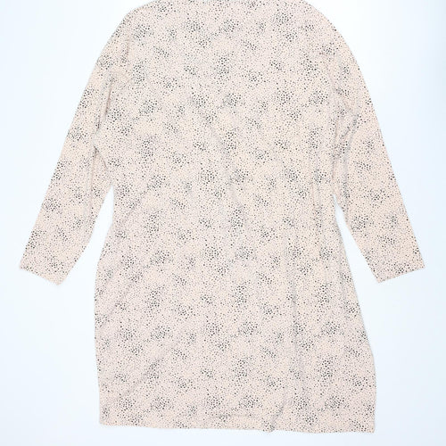 Marks and Spencer Womens Pink Geometric Viscose Sheath Size 24 Round Neck Pullover