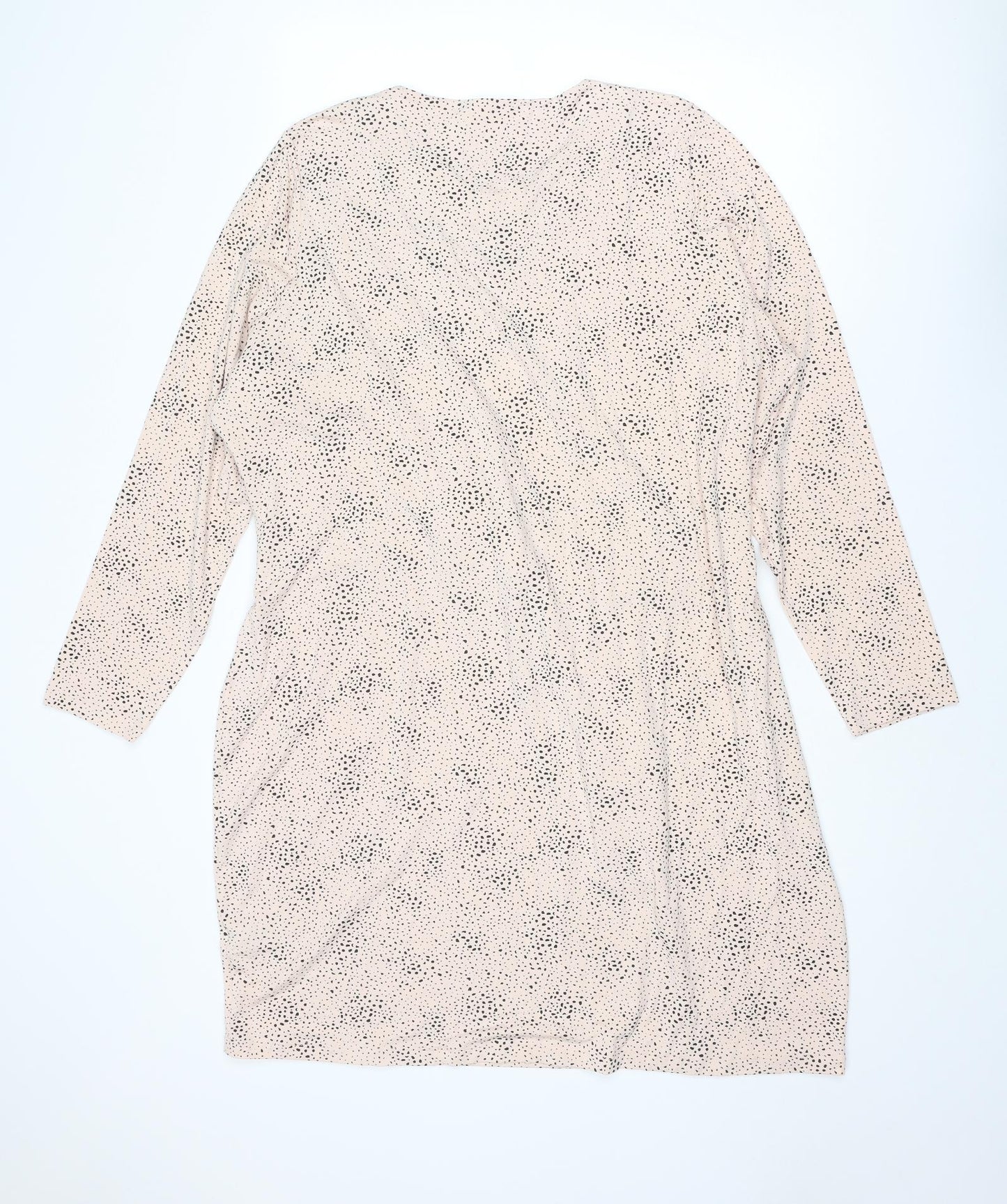 Marks and Spencer Womens Pink Geometric Viscose Sheath Size 24 Round Neck Pullover