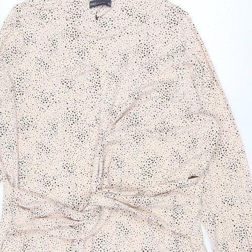Marks and Spencer Womens Pink Geometric Viscose Sheath Size 24 Round Neck Pullover