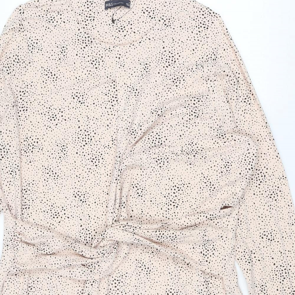 Marks and Spencer Womens Pink Geometric Viscose Sheath Size 24 Round Neck Pullover