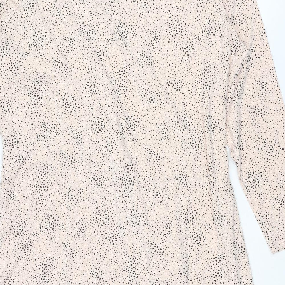 Marks and Spencer Womens Pink Geometric Viscose Sheath Size 24 Round Neck Pullover