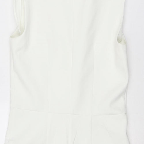Zara Womens White Polyester Bodysuit One-Piece Size S L3 in Button