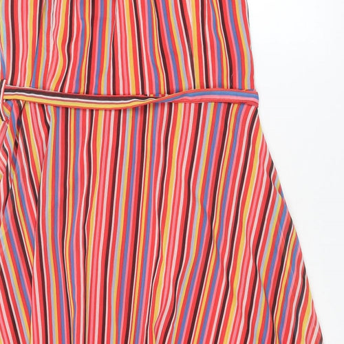 Yumi Womens Multicoloured Striped Polyester A-Line Size 20 Off the Shoulder Button