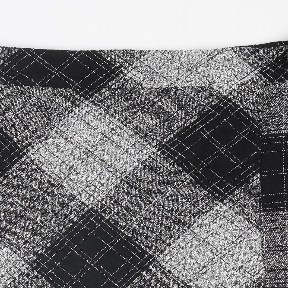 NEXT Womens Black Plaid Polyester A-Line Skirt Size 12 Zip
