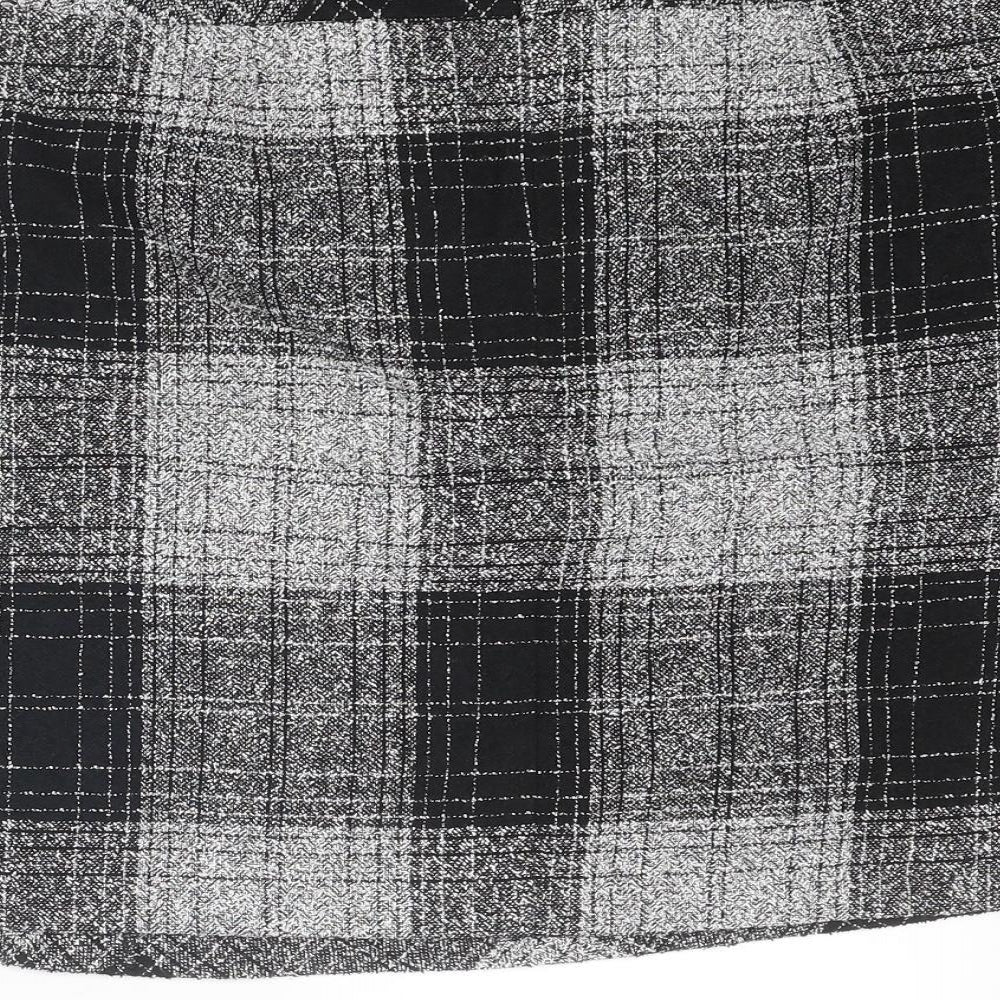 NEXT Womens Black Plaid Polyester A-Line Skirt Size 12 Zip