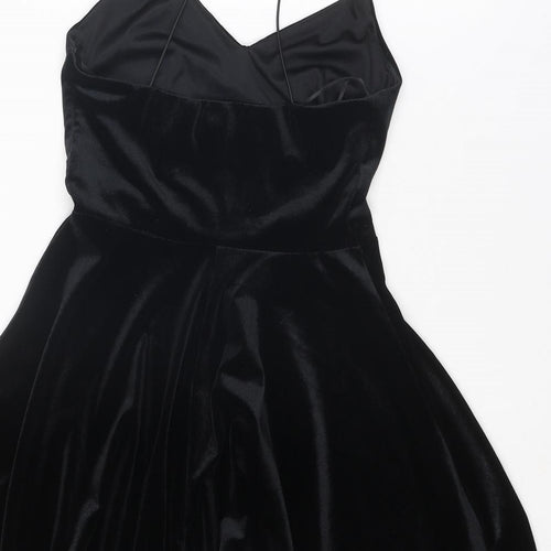 New Look Womens Black Polyester Slip Dress Size 10 V-Neck Pullover