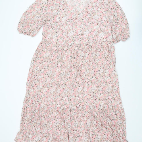 H&M Womens Multicoloured Floral Viscose Trapeze & Swing Size M V-Neck Pullover