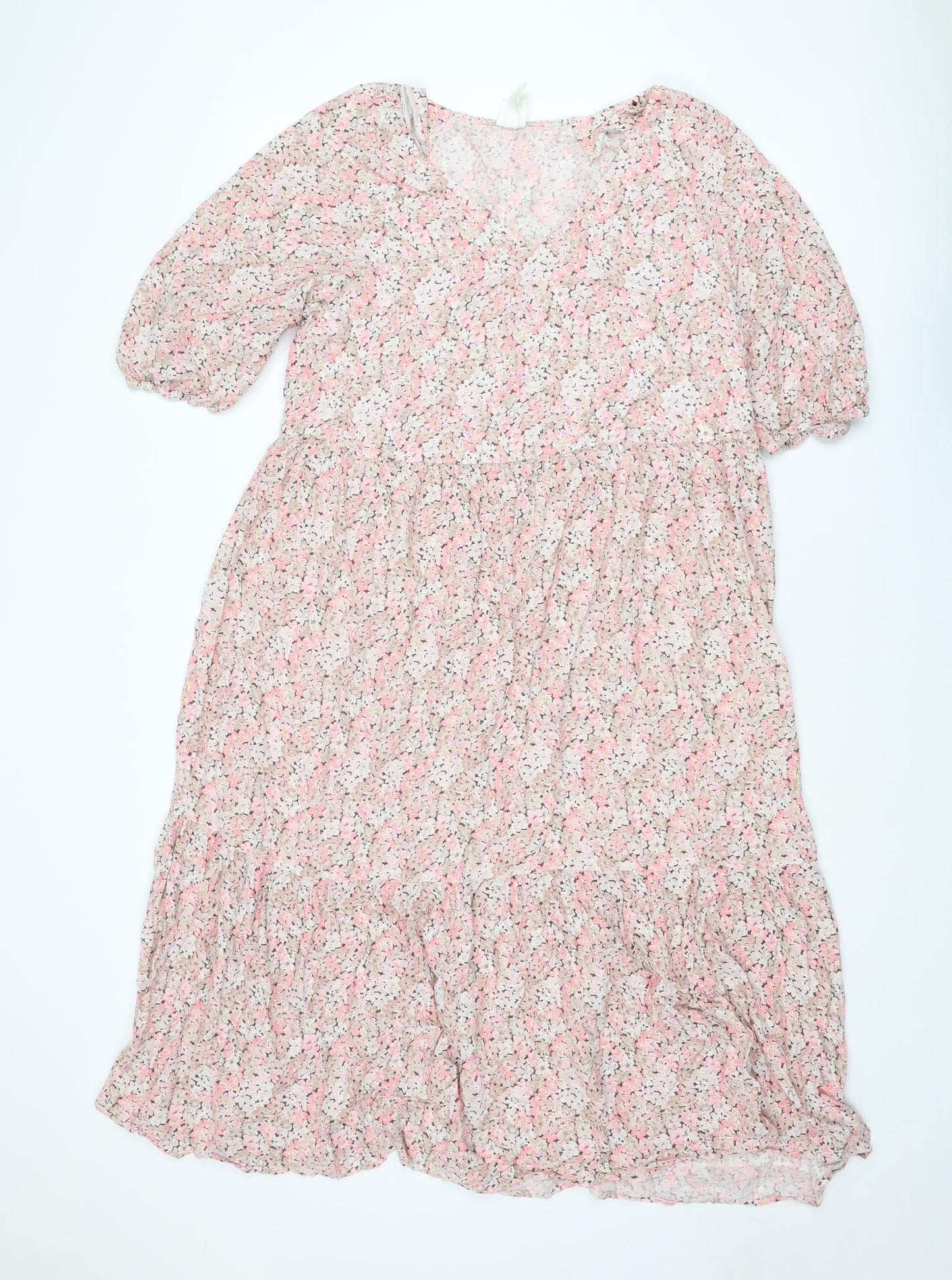 H&M Womens Multicoloured Floral Viscose Trapeze & Swing Size M V-Neck Pullover