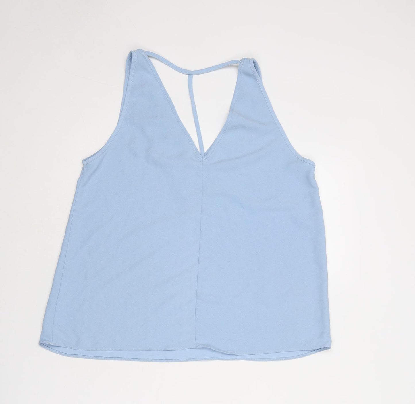 River Island Womens Blue Polyester Basic Tank Size 14 V-Neck