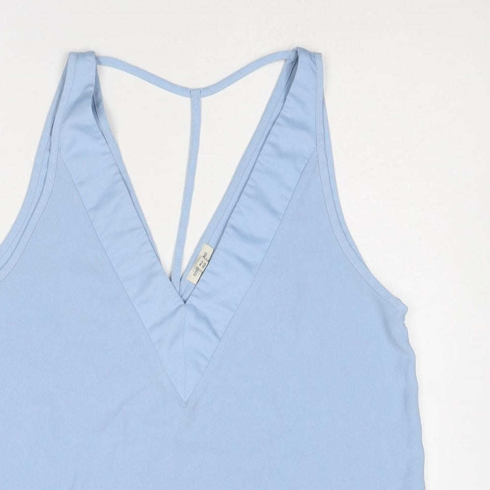 River Island Womens Blue Polyester Basic Tank Size 14 V-Neck