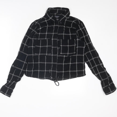 Abercrombie & Fitch Womens Black Striped Cotton Basic Button-Up Size S Collared