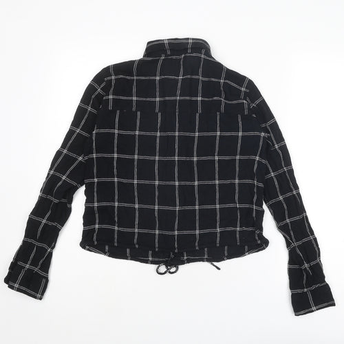Abercrombie & Fitch Womens Black Striped Cotton Basic Button-Up Size S Collared