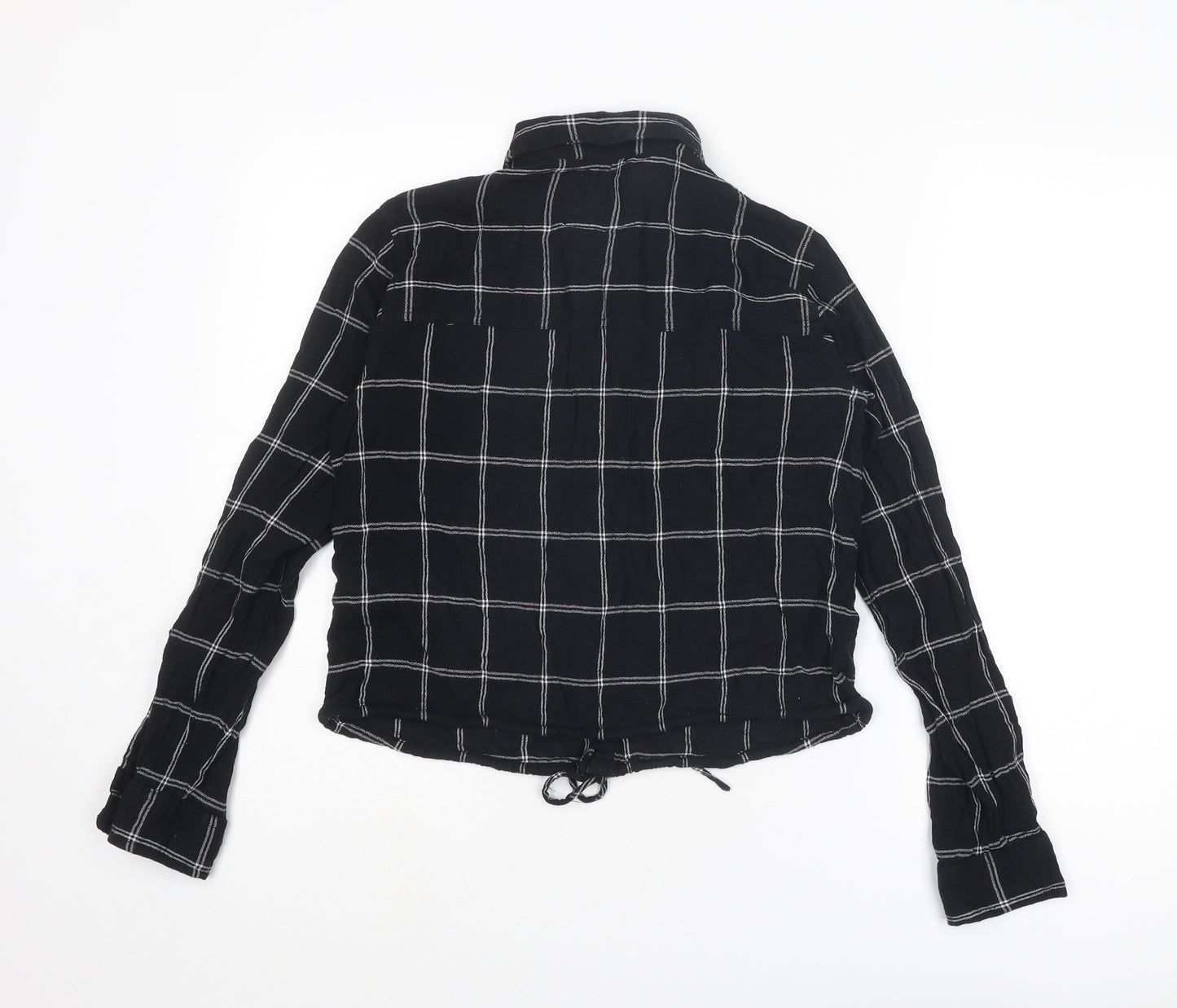 Abercrombie & Fitch Womens Black Striped Cotton Basic Button-Up Size S Collared