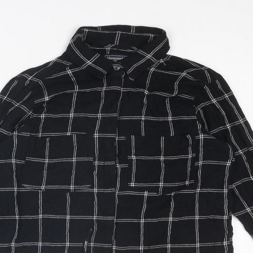 Abercrombie & Fitch Womens Black Striped Cotton Basic Button-Up Size S Collared