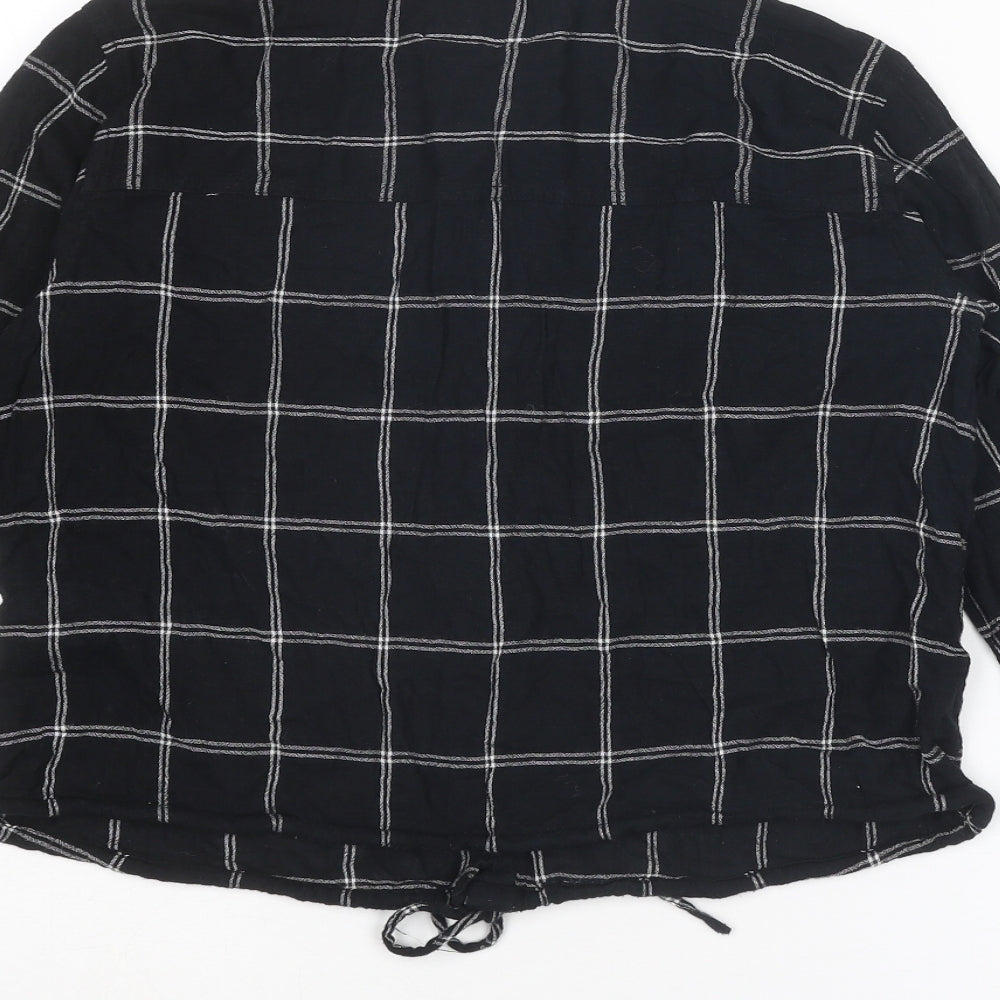 Abercrombie & Fitch Womens Black Striped Cotton Basic Button-Up Size S Collared