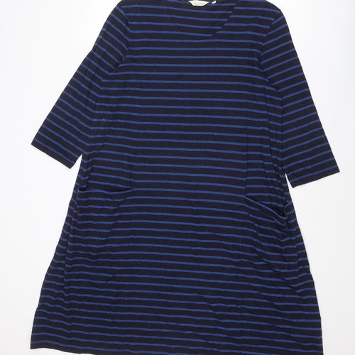 Seasalt Womens Blue Striped Cotton Jumper Dress Size 18 Round Neck Pullover
