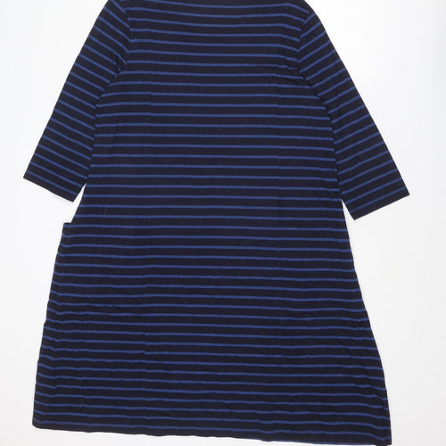 Seasalt Womens Blue Striped Cotton Jumper Dress Size 18 Round Neck Pullover