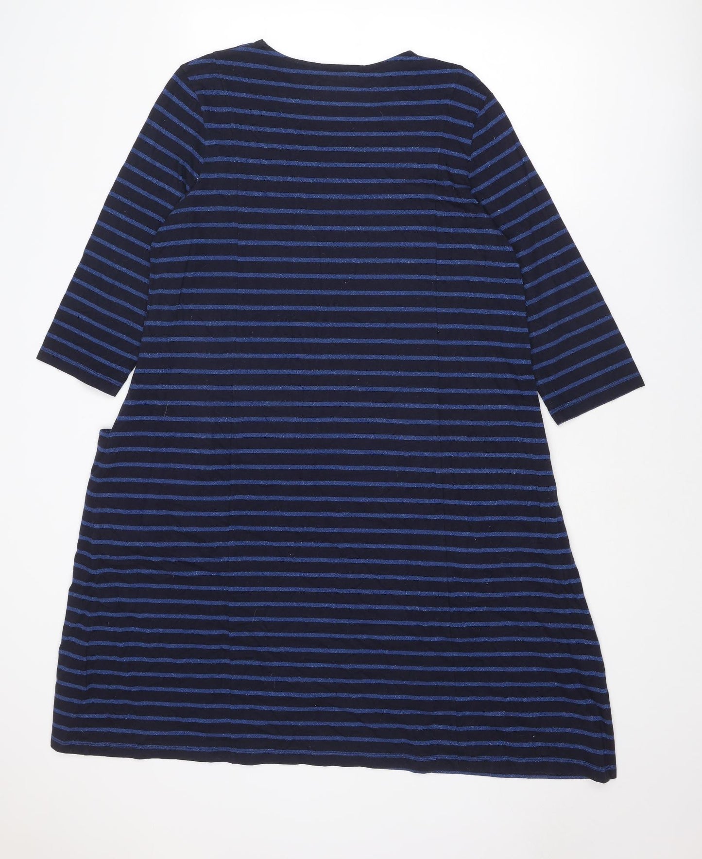 Seasalt Womens Blue Striped Cotton Jumper Dress Size 18 Round Neck Pullover