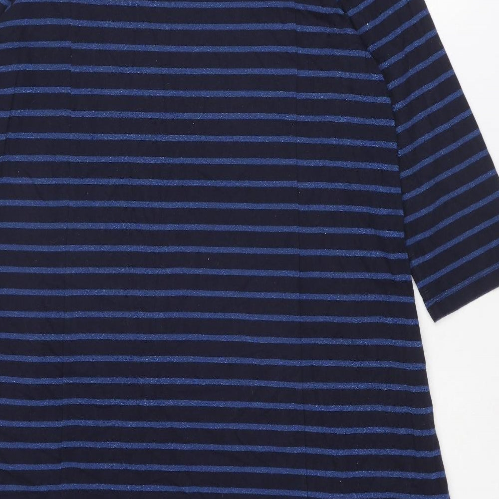 Seasalt Womens Blue Striped Cotton Jumper Dress Size 18 Round Neck Pullover