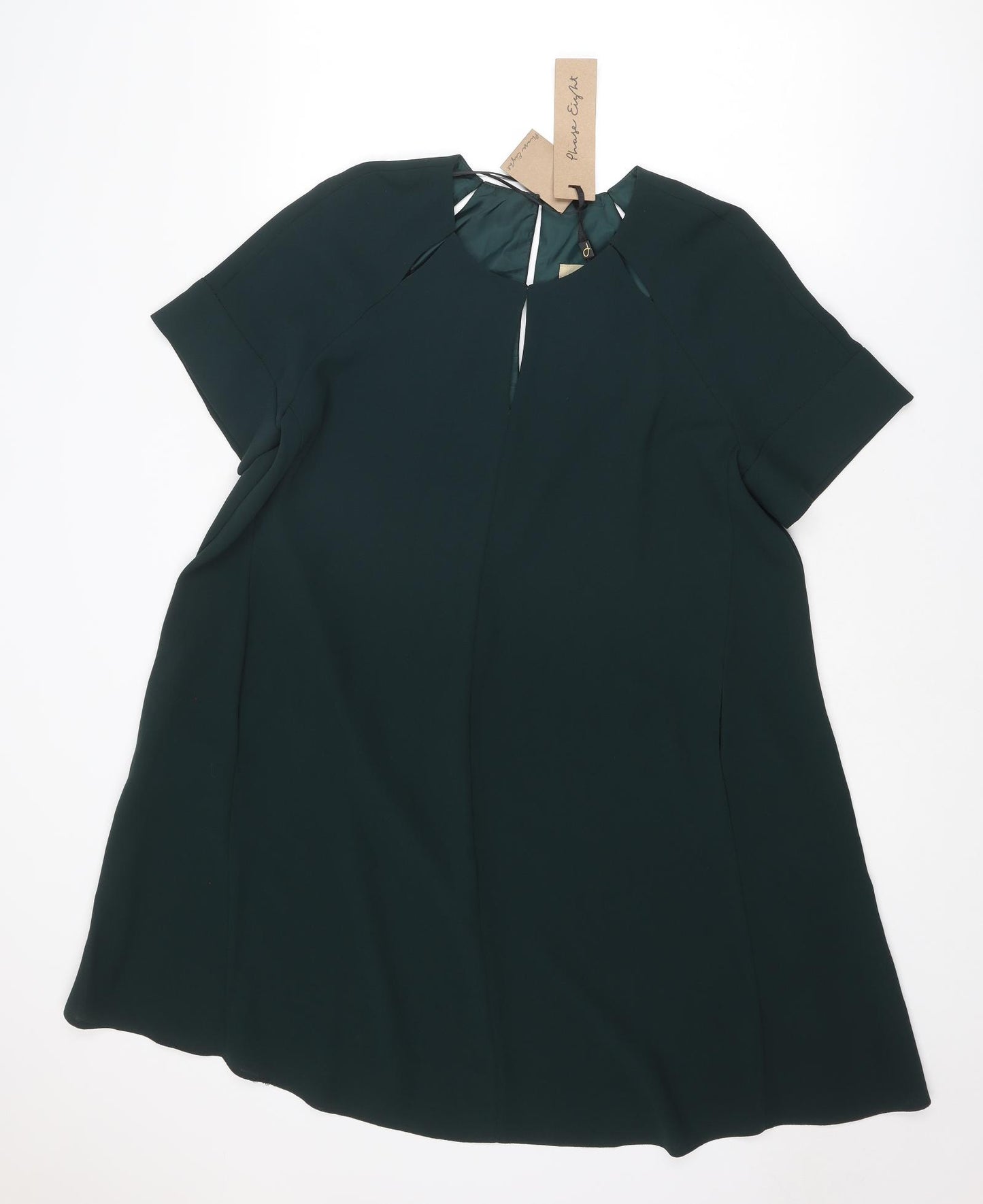 Phase Eight Womens Green Polyester Trapeze & Swing Size 16 Round Neck Button