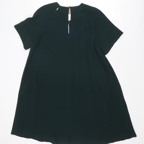 Phase Eight Womens Green Polyester Trapeze & Swing Size 16 Round Neck Button