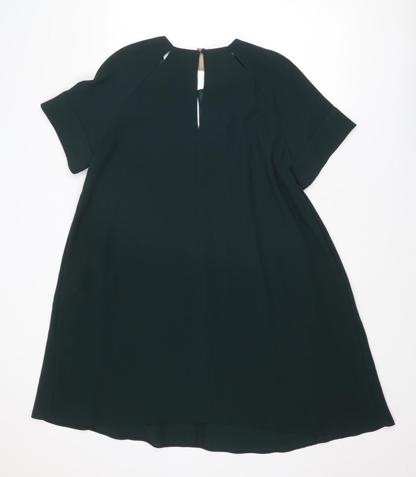 Phase Eight Womens Green Polyester Trapeze & Swing Size 16 Round Neck Button