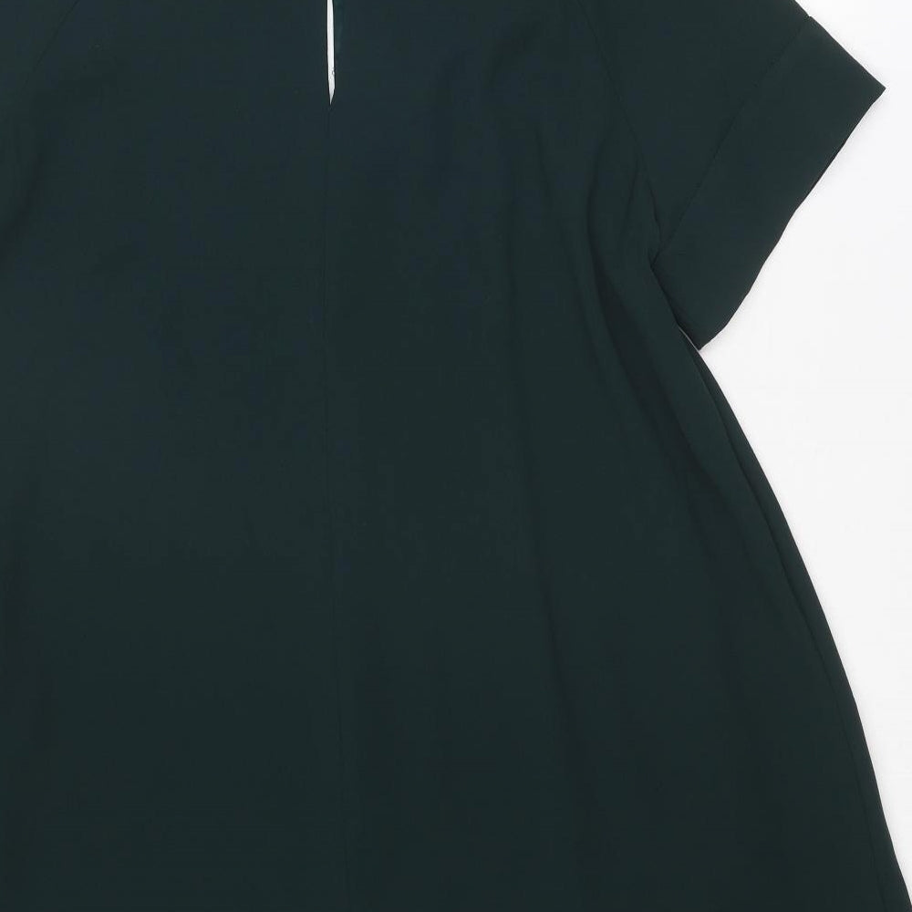 Phase Eight Womens Green Polyester Trapeze & Swing Size 16 Round Neck Button