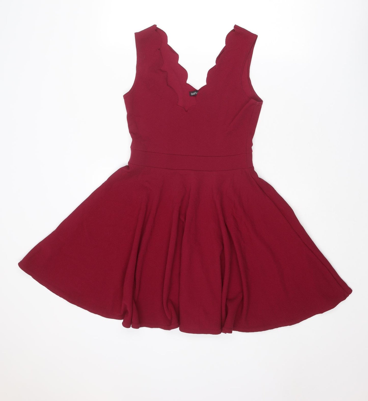 Boohoo Womens Purple Polyester Fit & Flare Size 10 V-Neck Pullover