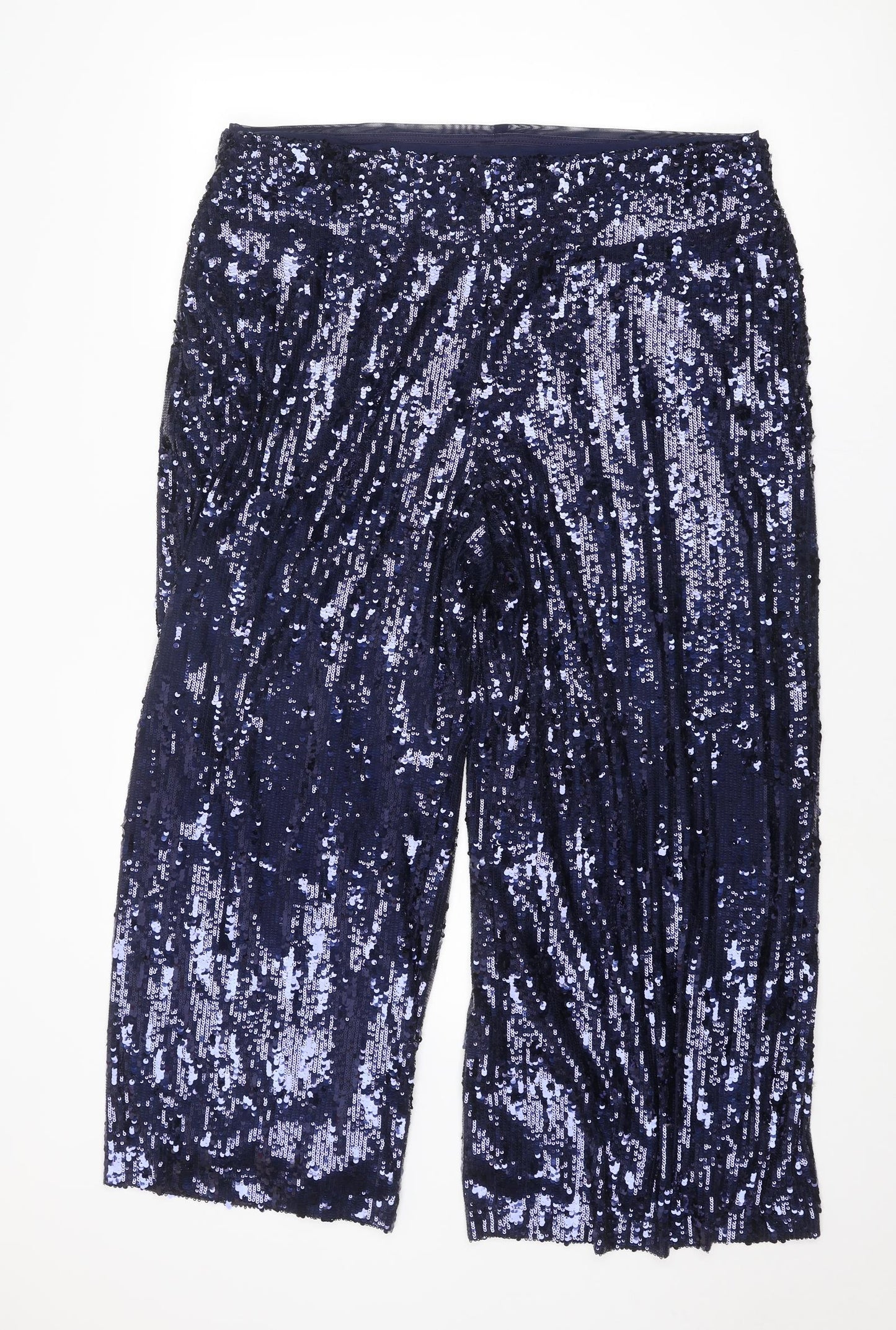 Marks and Spencer Womens Blue Polyester Trousers Size 20 L28 in Regular