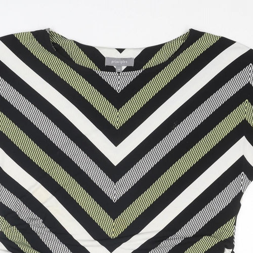 Principles Womens Multicoloured Striped Polyester Basic Blouse Size 14 Boat Neck - Ruched Sides