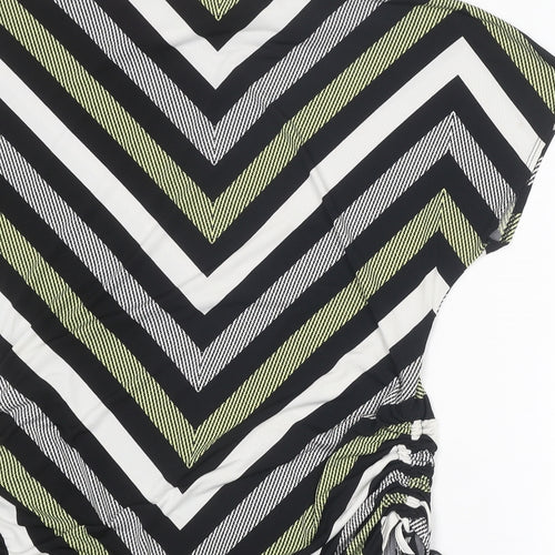 Principles Womens Multicoloured Striped Polyester Basic Blouse Size 14 Boat Neck - Ruched Sides