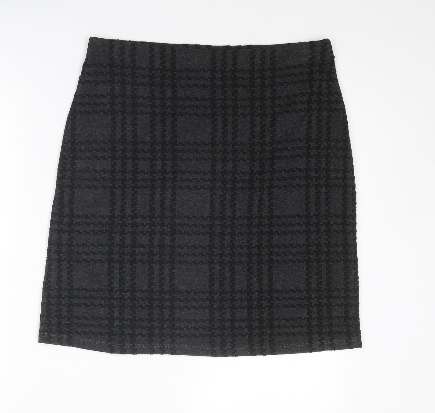 Marks and Spencer Womens Grey Plaid Polyester A-Line Skirt Size 14