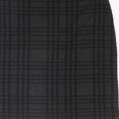 Marks and Spencer Womens Grey Plaid Polyester A-Line Skirt Size 14