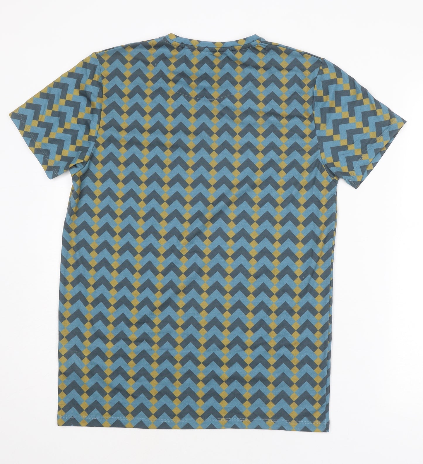 Night Addict Mens Multicoloured Geometric Polyester T-Shirt Size S Round Neck