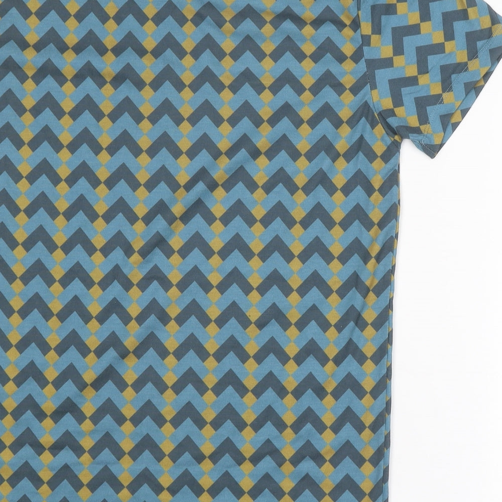 Night Addict Mens Multicoloured Geometric Polyester T-Shirt Size S Round Neck