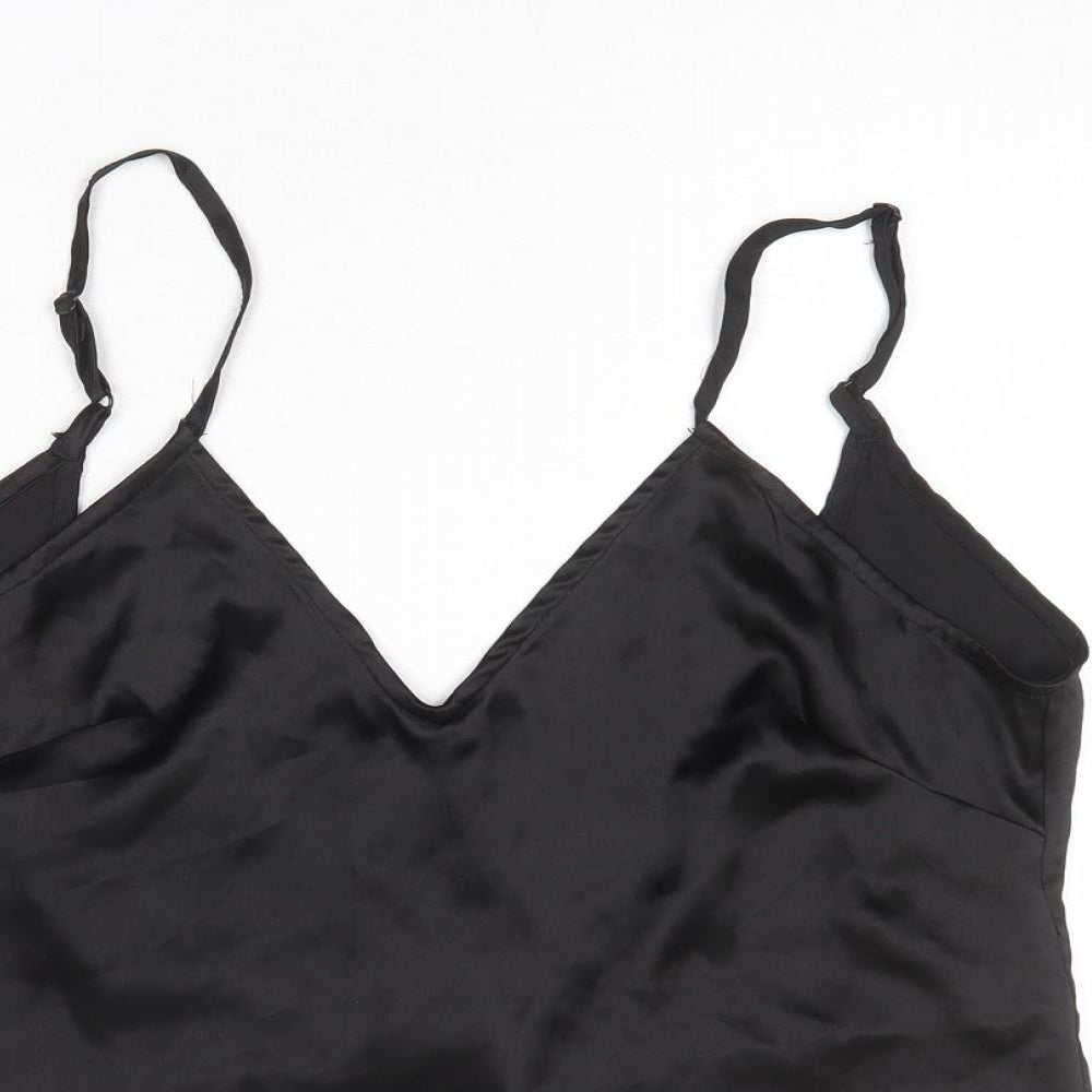 PRETTYLITTLETHING Womens Black Polyester Camisole Tank Size 10 V-Neck