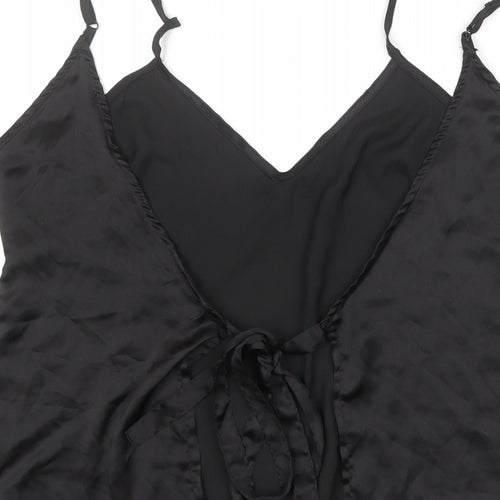 PRETTYLITTLETHING Womens Black Polyester Camisole Tank Size 10 V-Neck