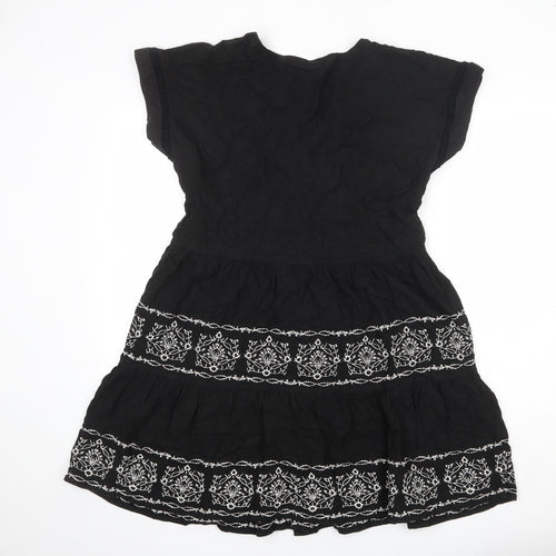 NEXT Womens Black Viscose Shirt Dress Size M V-Neck Button