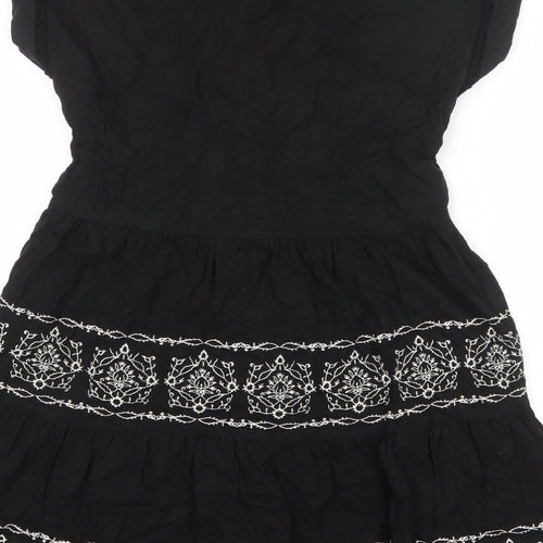 NEXT Womens Black Viscose Shirt Dress Size M V-Neck Button