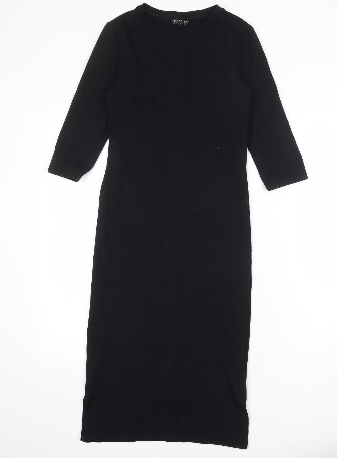 Topshop Womens Black Viscose Shift Size 10 Round Neck Pullover