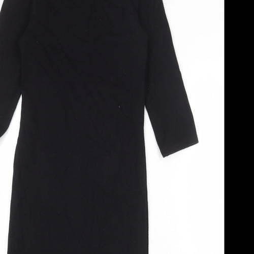 Topshop Womens Black Viscose Shift Size 10 Round Neck Pullover